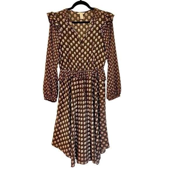 H&M smocked waist ruffle sleeve boho dress size 2 - Picture 1 of 8